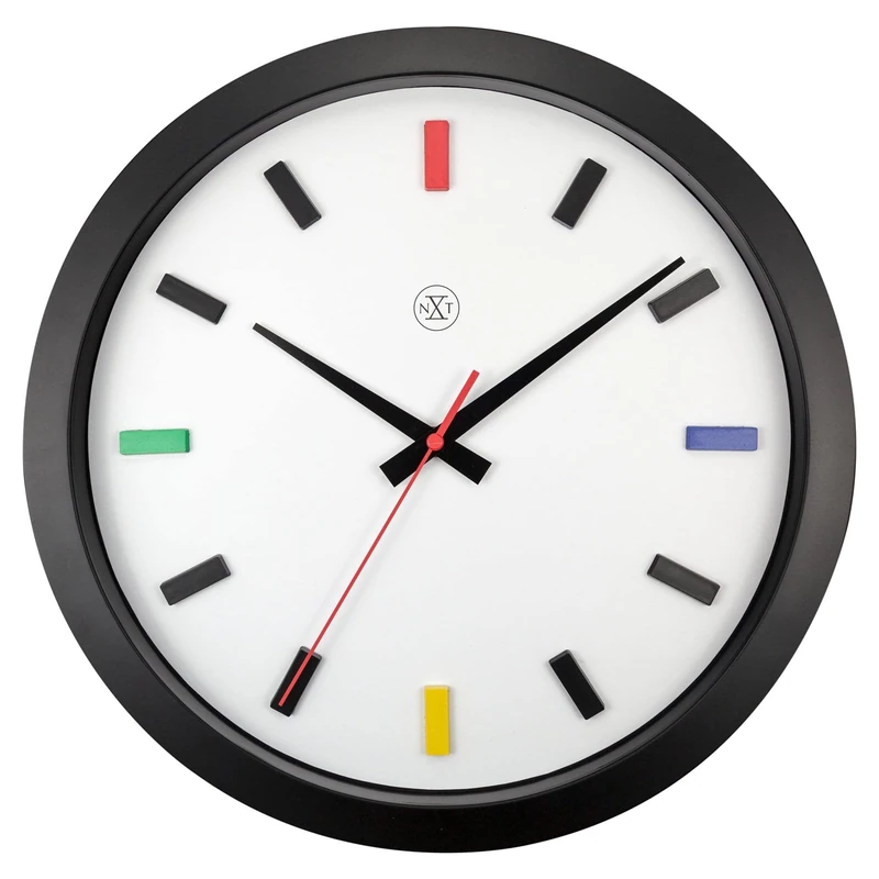 NeXtime Wall Clock 36 cm-Silent-Black/Multicoloured-Plastic-nXt Mix