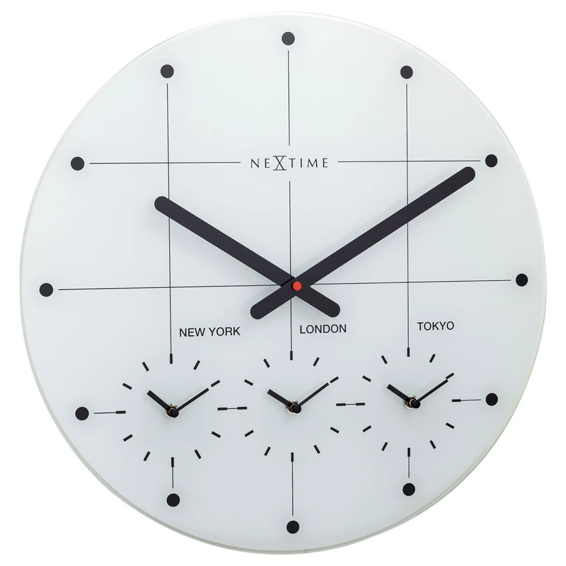 NeXtime Silencieux-Blanc-Verre Big City Wall Clock 43cm