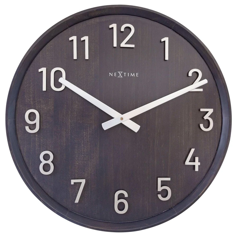 NeXtime Large Wall Clock 50cm Silencieux Black/Wood/Metal - Image 1