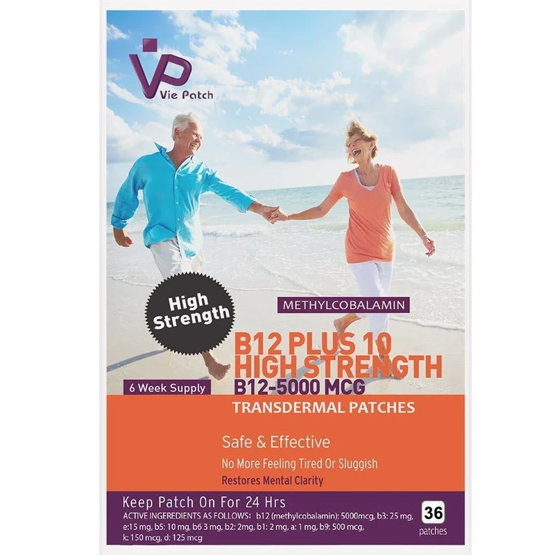 VIE Healthcare Vitamin B12 Plus 10 High Strength Transdermal Patches, 36 Transdermal Patches - Image 1