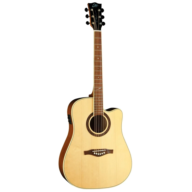 EKO GUITARS - ONE D150CE NATURAL, CE ONE Series Electrified Acoustic Guitar, Amplified with Fishman Presys II System, Mahogany Back Bands, Gloss Finish, Scale 650 mm, Natural Colour