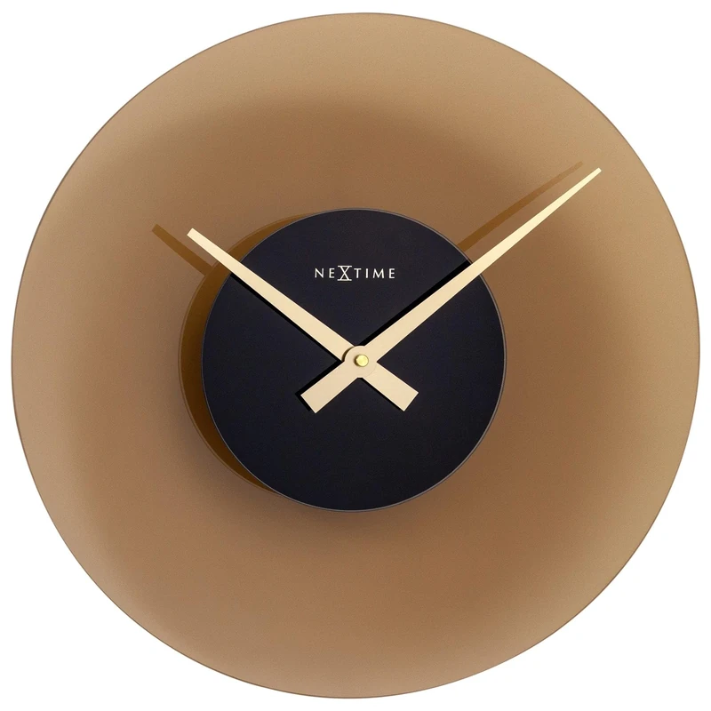 NeXtime Float Wall Clock 40 cm Silent Frosted Brown Glass