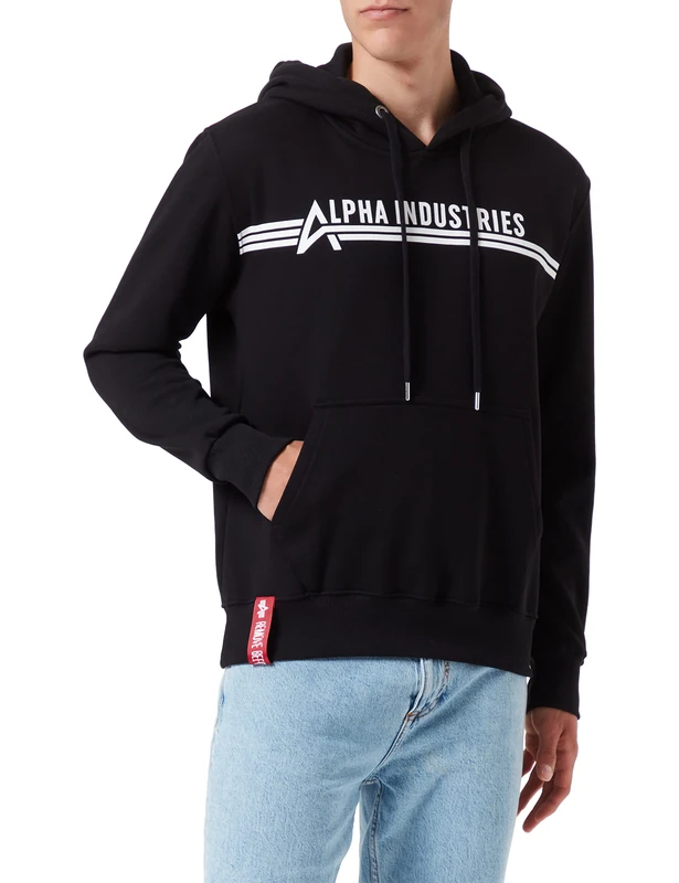 ALPHA INDUSTRIES Men's Hoody Sports Hoodie, Black, S