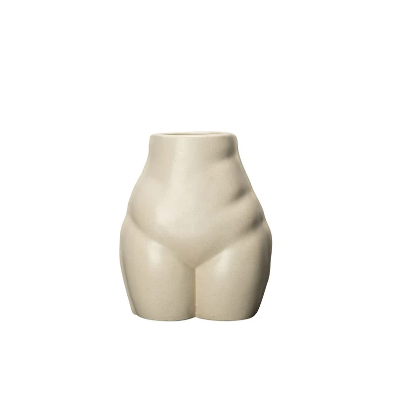 By On Nature Porcelain Vase, W 15 cm, H 19 cm, D 11 cm, Porcelain Vase, Beige/Sand, Flower Vase, Decorative Vase for Living Room, Bedroom, Bathroom Decoration