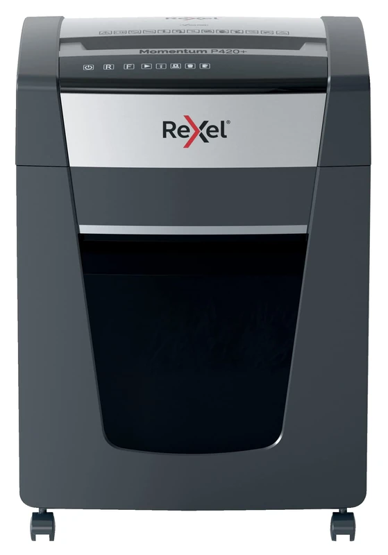 Rexel P420+ Cross Cut Paper Shredder, Shreds 22-20 Sheets (70-80 gsm) At Once, P4 Security Level, Jam-Free Technology, Office Use, 30 Litre Pull-Out Bin, Black, Momentum Range, 2021420X