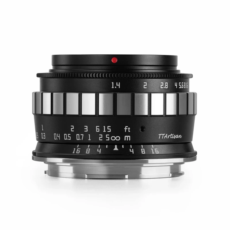 TT Artisan 23 mm F/1.4 APS-C Lens Connection MFT Mount Silver Manual Wide Angle Lens for Mirrorless Cameras