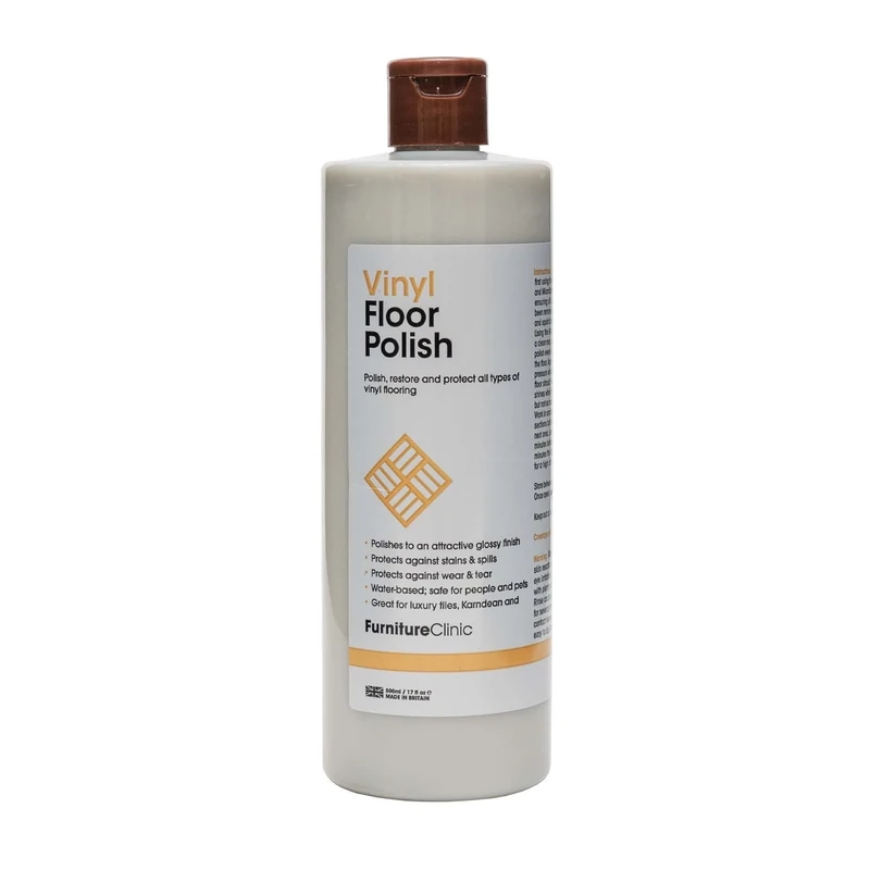 Vinyl Floor Polish - Polishes to a Glossy Sheen - Protects Against Stains - Fills Minor Scratches and Reduces Wear & Tear – For All Types of Vinyl Flooring - 500ml
