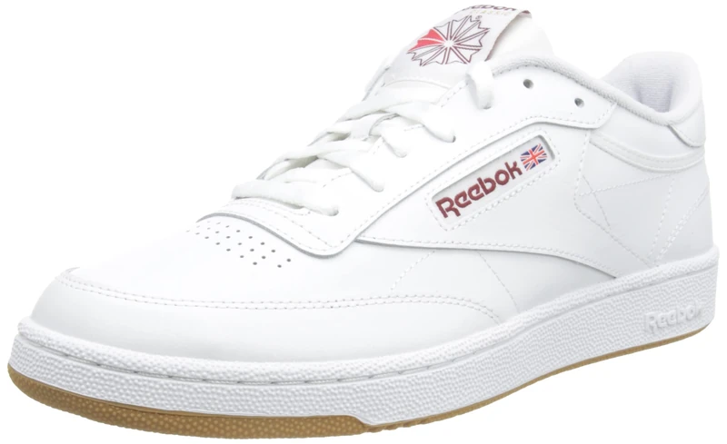 Reebok Unisex's Club C 85 Gymnastics Shoes, Ftwr White/Classic Burgundy/Reebok Lee 3, 2.5 UK