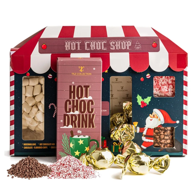 Hot Chocolate Gift Set - Hot Chocolate Station |Mini Marshmallows, Candy Canes, Choco Drops |Christmas Gifts For Kids |Stocking Fillers