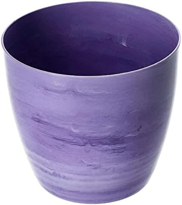 B2C Flower Pots 6 Colours 4 sizes Marble Plastic Plant Pots Planter Deco (16cm, Purple Marble)