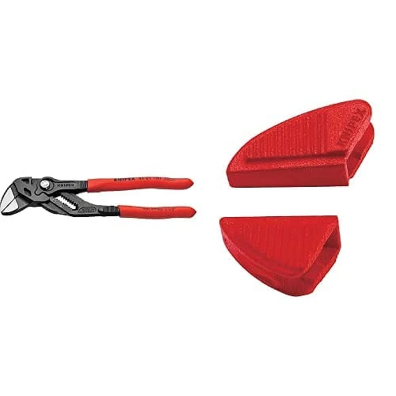 Knipex Pliers Wrench Pliers and a Wrench in a Single Tool Grey atramentized, Plastic Coated 180 mm 86 01 180 & Knipex Protective Jaws for 86 XX 180 3 Pairs 86 09 180 V01