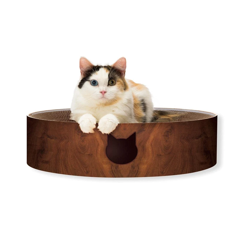 Necoichi Cozy Cat Scratcher Bowl, 100% Recycled Paper, Chemical-Free Materials (Bowl (Dark Cherry), XL)