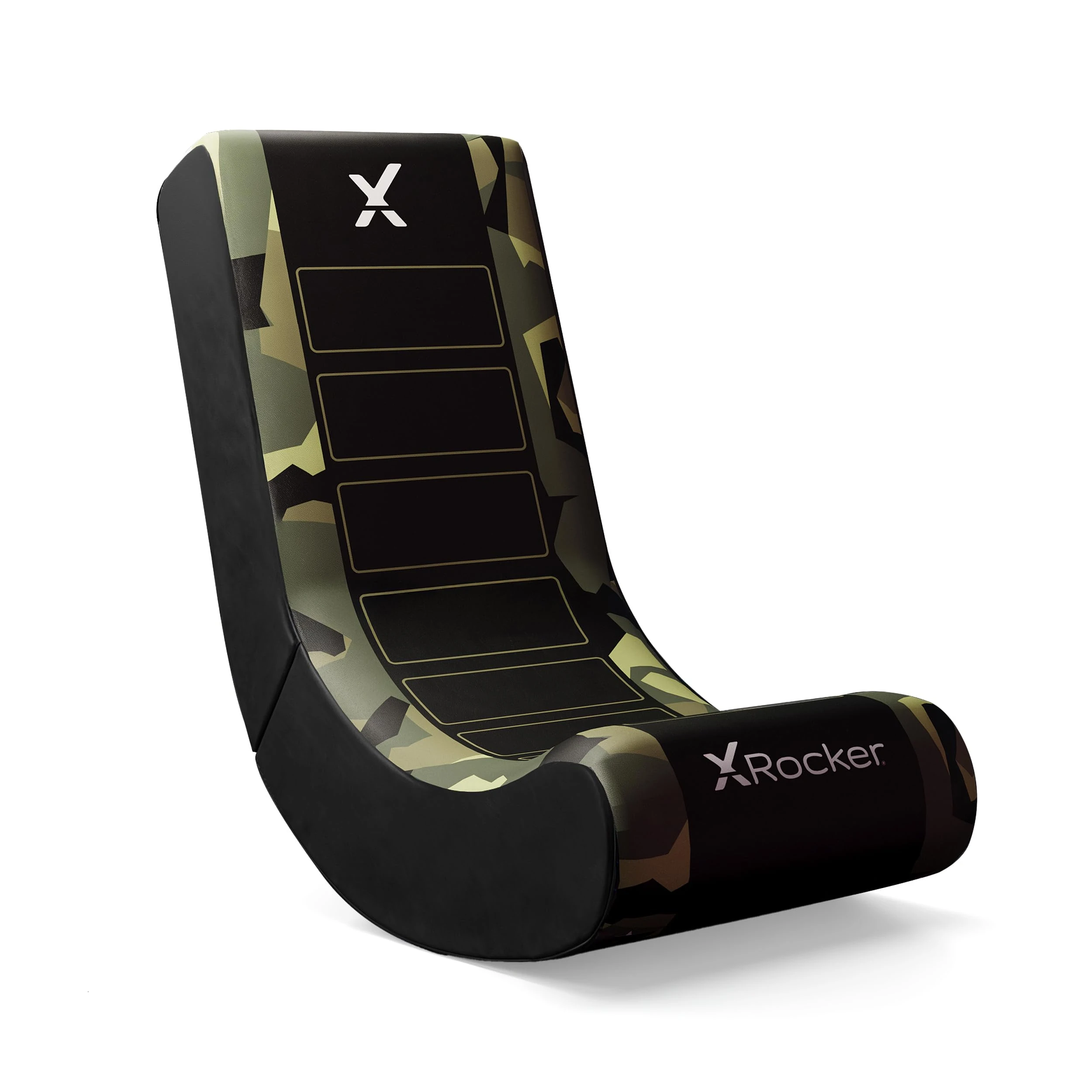 X-Rocker Geo Camo Kids Gaming Chair - Foldable Floor Rocker for Console & Video Games, Low Rocking Seat for Children & Juniors – Green, Amazon Exclusive