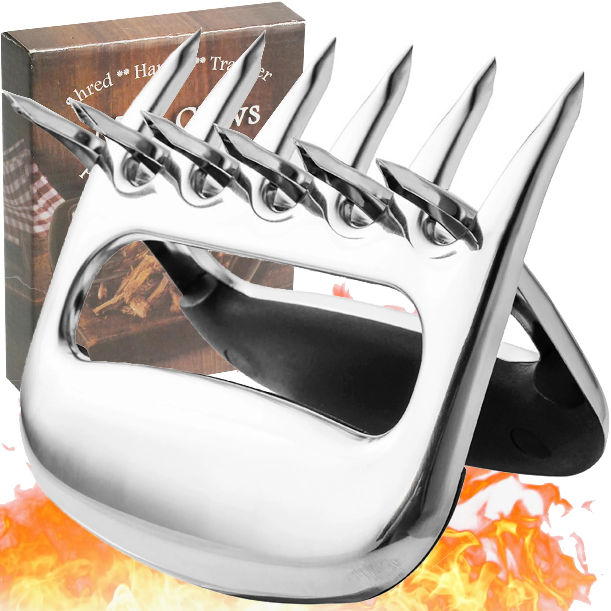 Bear Claws Meat Shredder, Stainless Steel Bear Claws Pulled Pork Meat Shredder Shredding Forks BBQ Claws, Not Easy to Corrode,High Temperature Resistance (steels)