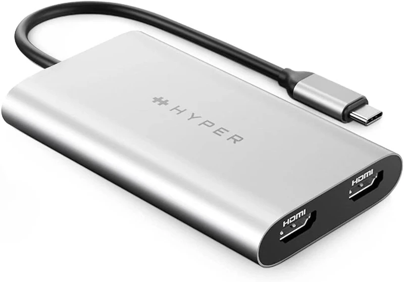 HyperDrive 4K Dual HDMI Adapter for M1 MacBook, 3in1 USB C Hub: HDMI 4K 60Hz, HDMI 4K 30Hz, USB-C PD 100W for MacBook Pro/Air(M1 & Intel-Powered), Windows PC, Chromebook