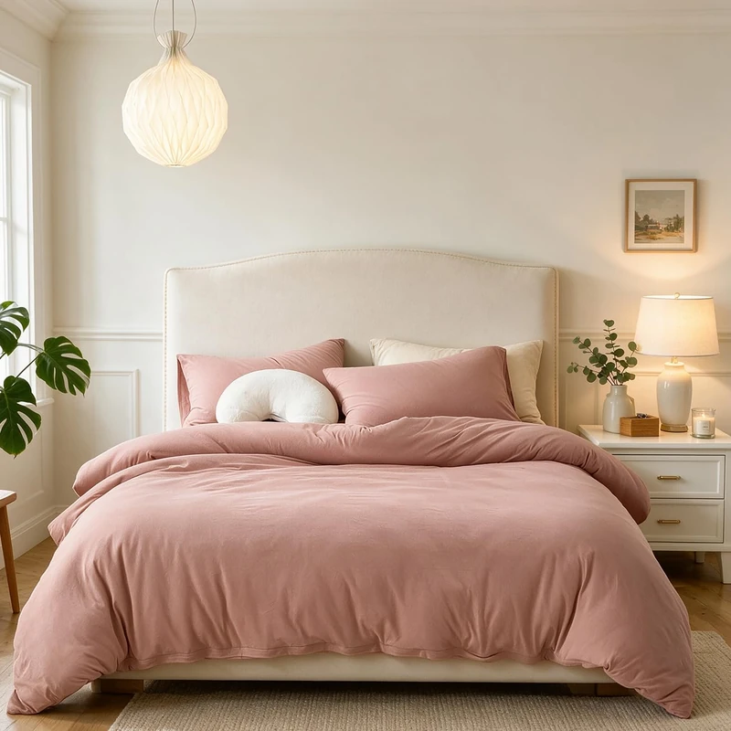 CLOTHKNOW Pink Full Size Comforter Sets Dusty Rose Bedding Comforter Sets Soft All Season Girls Women Comforter Mauve Comforter with 2 x Pillow Cases