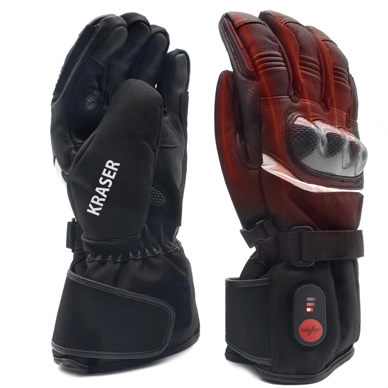 KRASER KRGS28 Heated Motorcycle Gloves - Carbon Fiber Protection