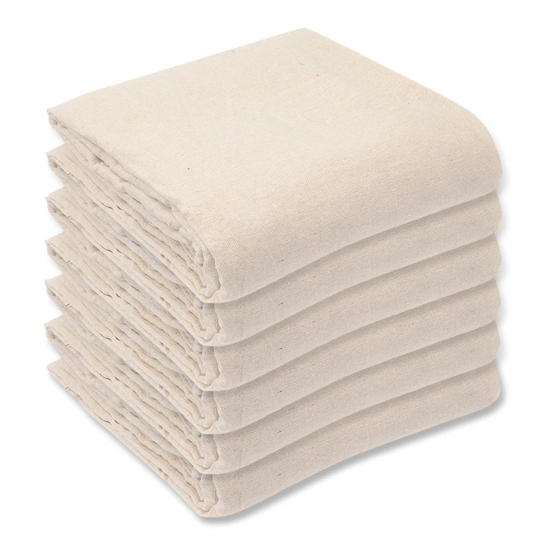 Brackit 6 Pack Natural Canvas Cotton Drop Cloth Dust Sheets - 9x12ft - Premium Quality – for DIY and Painting & Decorating