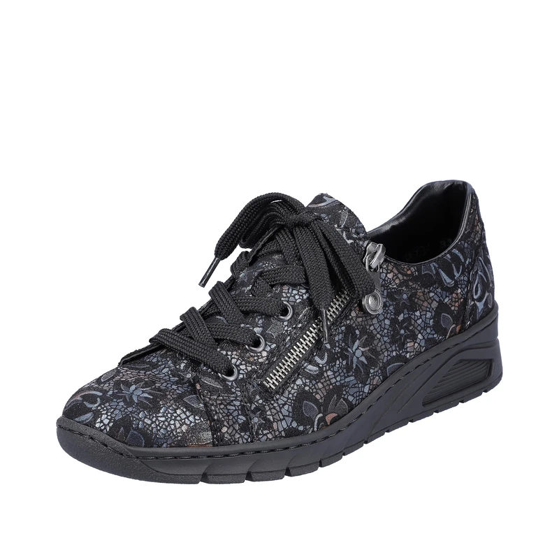 Rieker Autumn Womens Trainers 6.5 UK Black Metallic Print - Image 1