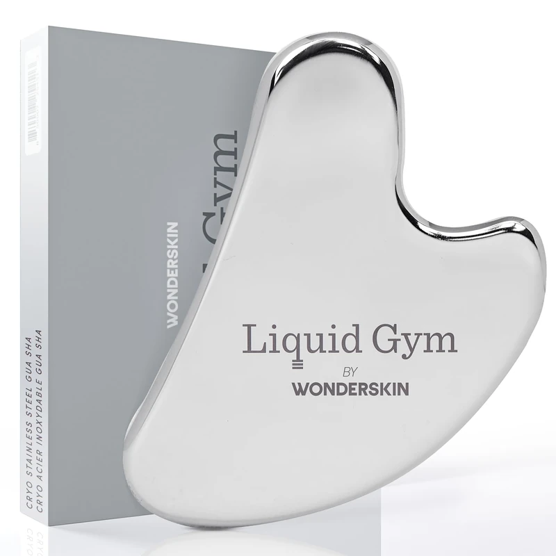 Wonderskin Liquid Gym Gua Sha Face Sculpting Tool, Facial Roller to Reduce Tension, Puffiness & Wrinkles, Skin Care Tool and Jawline Sculptor, Stainless Steel Facial Massager