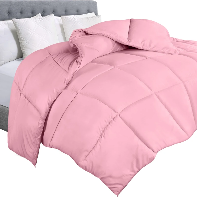 Utopia Bedding Comforter Duvet Insert - Quilted Comforter with Corner Tabs - Box Stitched Down Alternative Comforter (Queen, Pink)