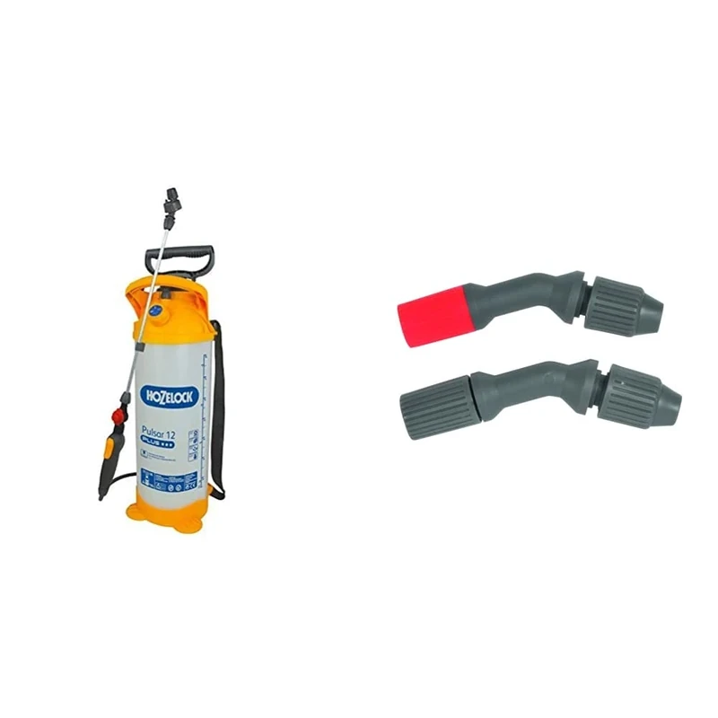 Hozelock Ltd 4312 0000 Pulsar Plus Multisprayer (12 Capacity, 10 Litre max Fill) Pressure Sprayer, Translucent, 200.0 mm*690.0 mm*200.0 mm & HOZ4103 Spray Nozzle Set