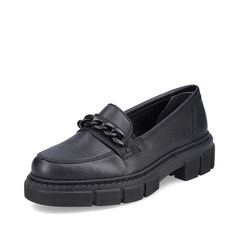 Rieker M3861 Women's Slip-On Loafers, Loose Insole, Loafers, Slip-ons, Casual Shoes, Black (01), 37 EU / 4 UK