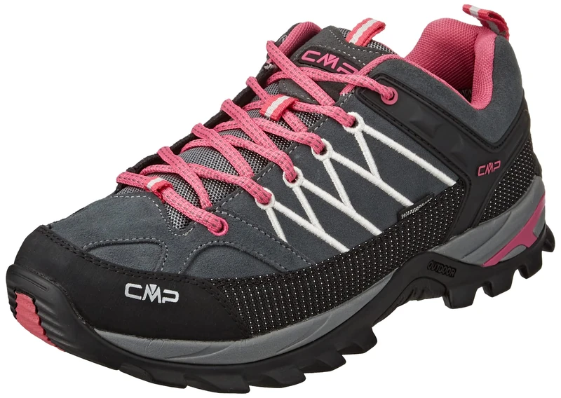 CMP Women's Rigel Low Wmn Trekking Shoes Wp Hiking Shoes, Grey Pink Light Blue Grey Fuxia Ice, 10 UK