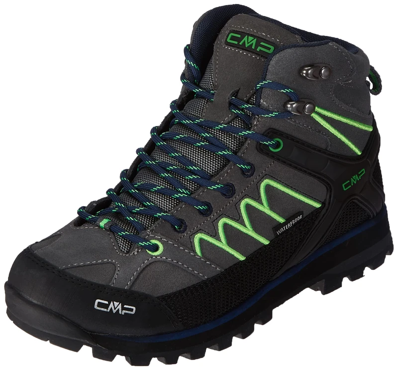 CMP Men's Moon MID Trekking Shoes WP, Grey-Green Fluo, 10.5 UK