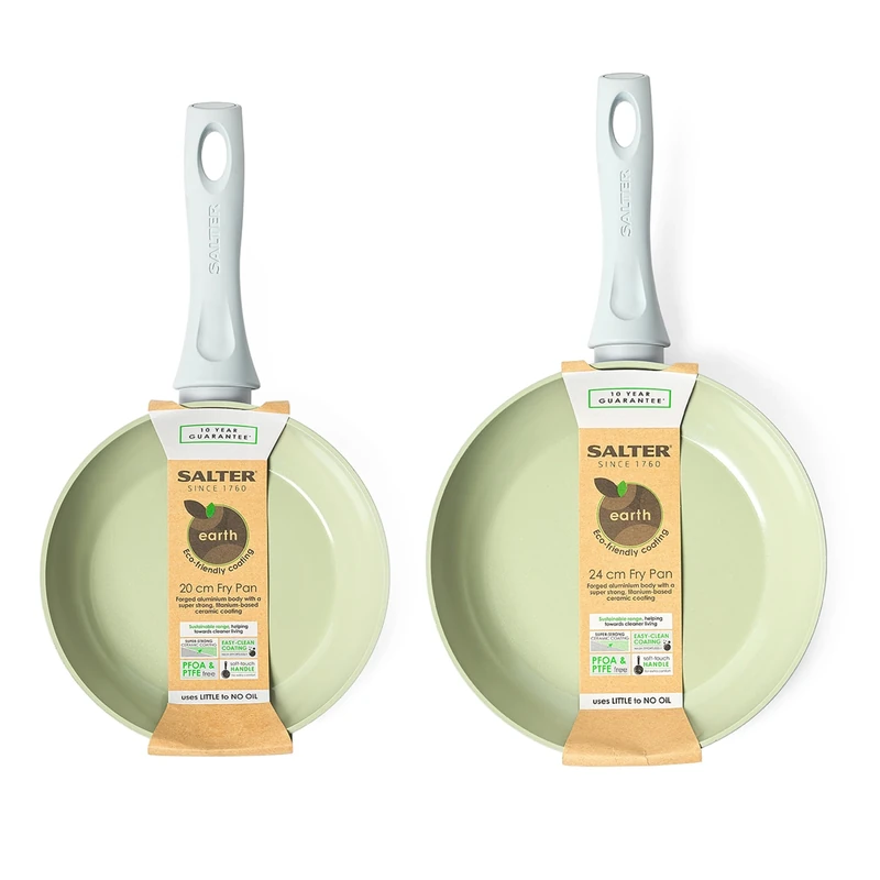 Salter Earth 2-Piece Frying Pan Set - Ceramic Non-Stick Green - Image 1
