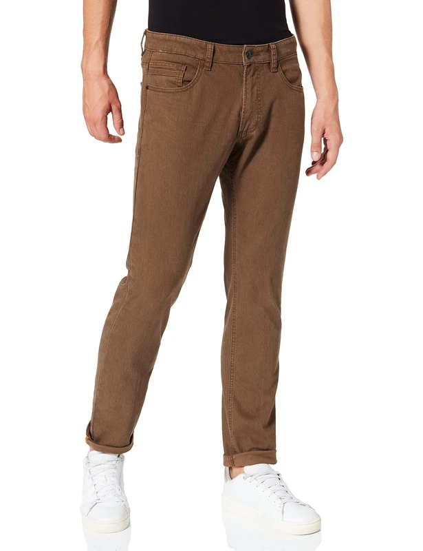camel active Men's Slim fit Madison Trousers, Brown, 34 W/32 L - Image 1