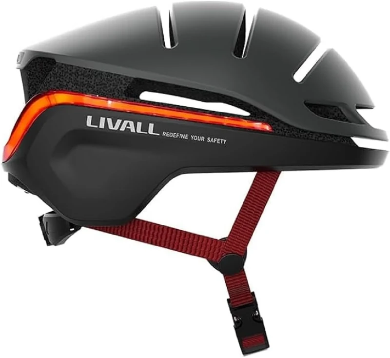 LIVALL EVO21 Smart Cycle Helmet with Smart Lighting, 360 Degree Visibility, Fall Detection and SOS Alert, Dark Night, L (58-62cm)