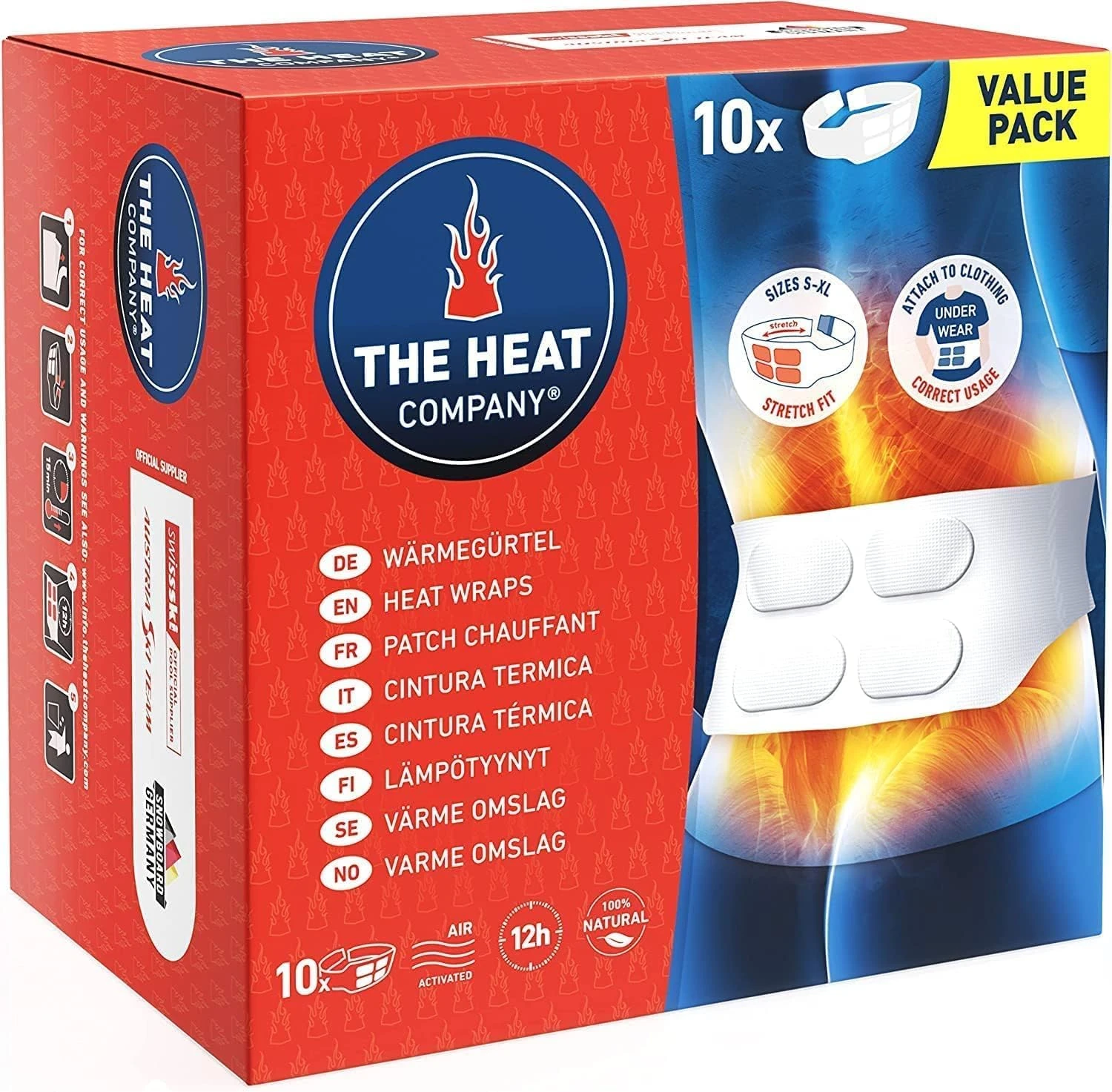 THE HEAT COMPANY Heat Wraps - 10 Pieces Value Pack - Extra Warm - 12 Hours Pleasant Warmth - Instant Heat - Air Activated - Purely Natural