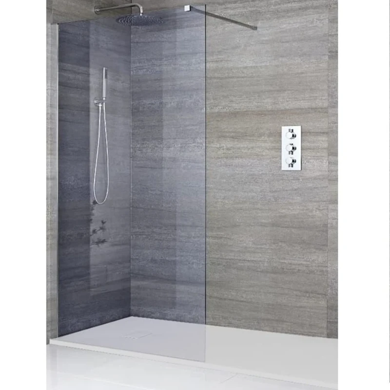 Milano Portland Chrome Smoked Glass Frameless Shower Enclosure White Tray - 1500mm x 900mm