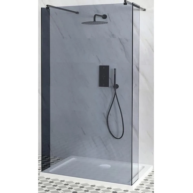 Milano Nero Black Glass Shower Enclosure with White Tray 1400x900