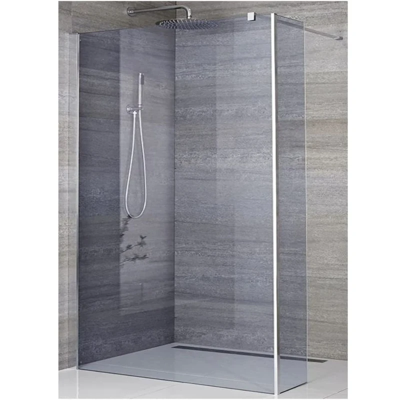 Milano Portland Chrome Smoked Glass Frameless Shower Enclosure Square Tile Drain - 1000mm