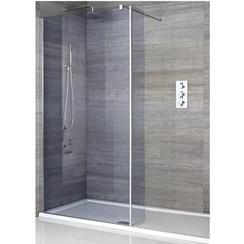 Milano Portland Chrome Smoked Glass Frameless Shower Enclosure White Tray - 1200mm x 700mm