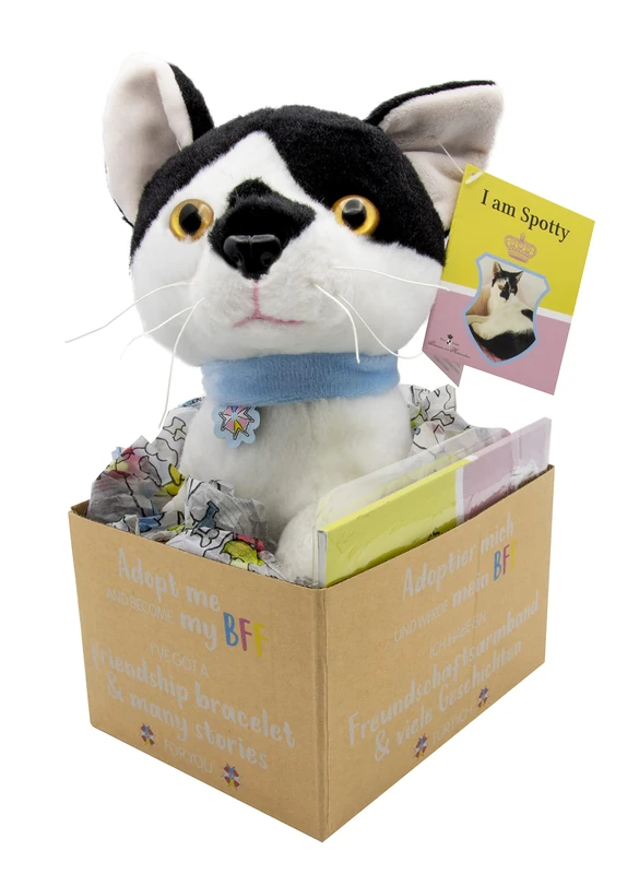 Joy Toy 20647 Princess Maja von Hohenzollern Spotty Adopt me Plush 18 cm with Bracelet for the BFF and Illustrated Reading Book in Gift Box 12 x 15 x 25 cm, Multicoloured, One Size