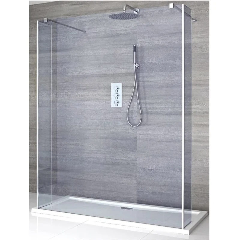 Milano Portland Chrome Floating Smoked Glass Frameless Shower Enclosure White Tray - 1000mm x 900mm