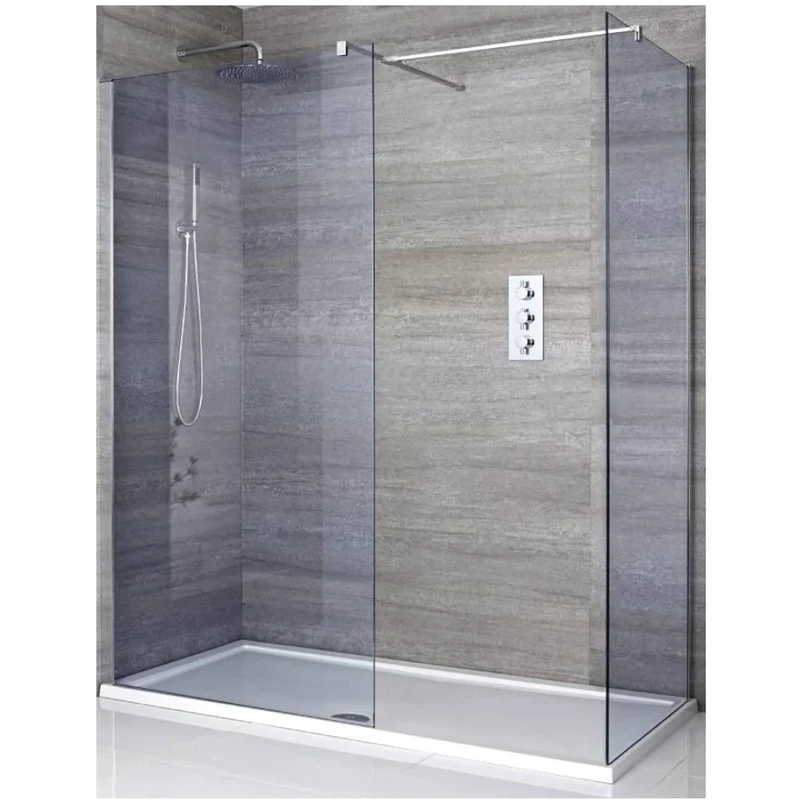 Milano Portland Chrome Smoked Glass Corner Frameless Shower Enclosure Tray - 1200mm x 800mm
