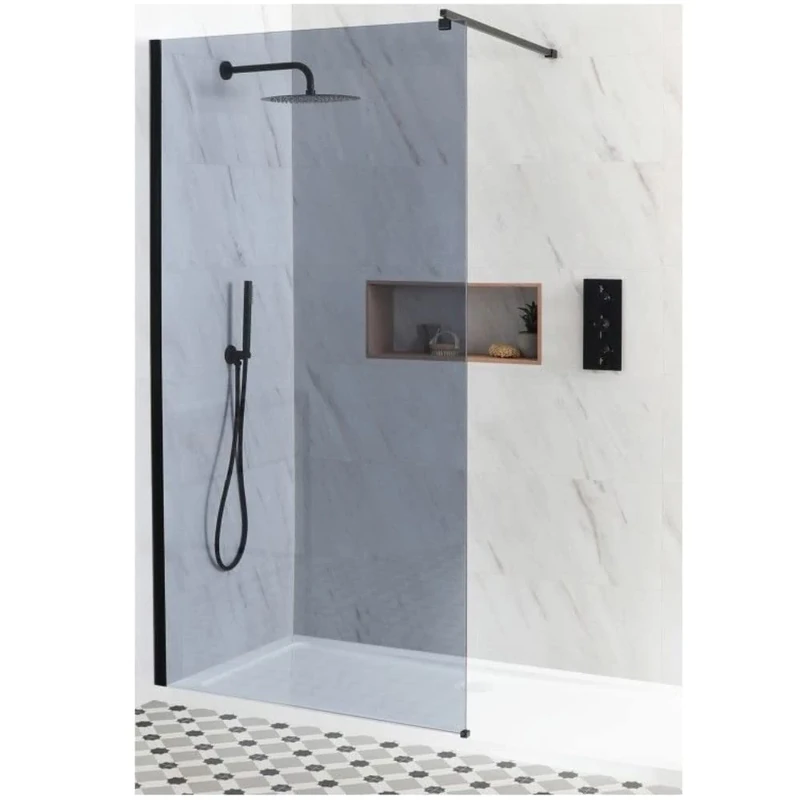 Milano Nero Black Smoked Frameless Shower Enclosure - 1200x900 Tray