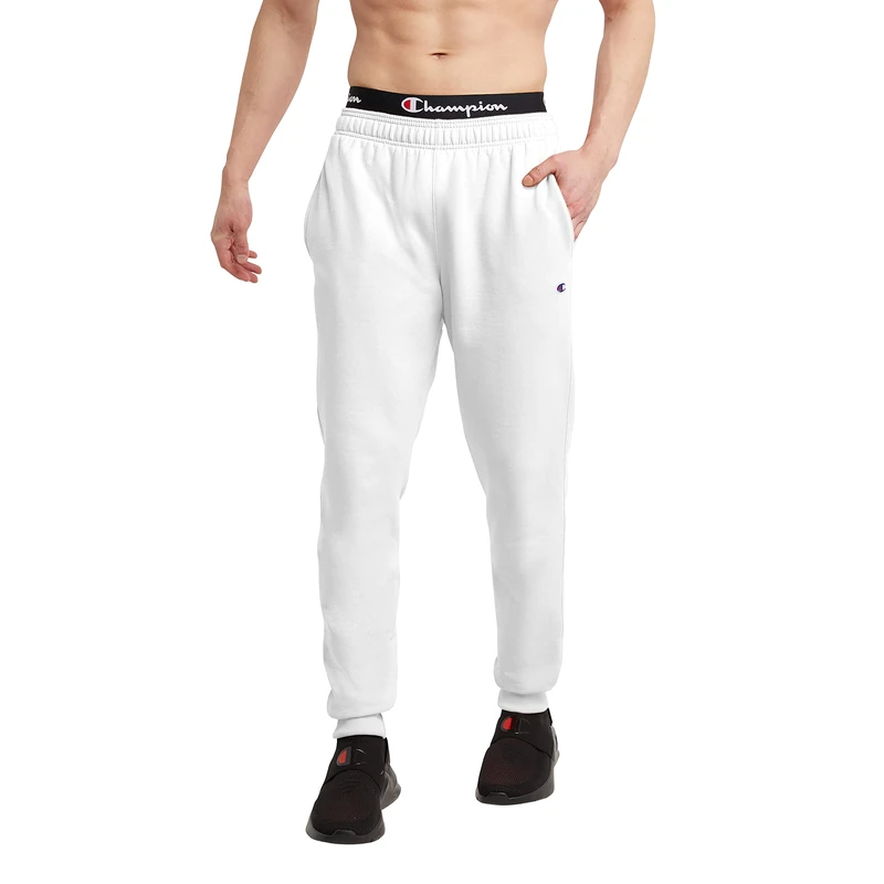 Champion Men's Powerblend Sweats Retro Jogger Pants, White-549314, X-Large
