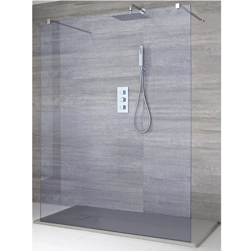 Milano Smoked Glass Shower Enclosure - Grey Tray 1400x900mm