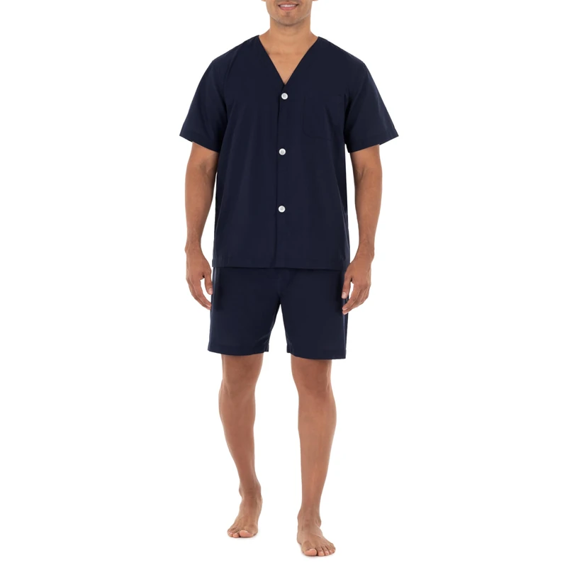 Fruit of the Loom Men's Broadcloth Short Sleeve Pyjama Set Pajama, midnightblue, XL