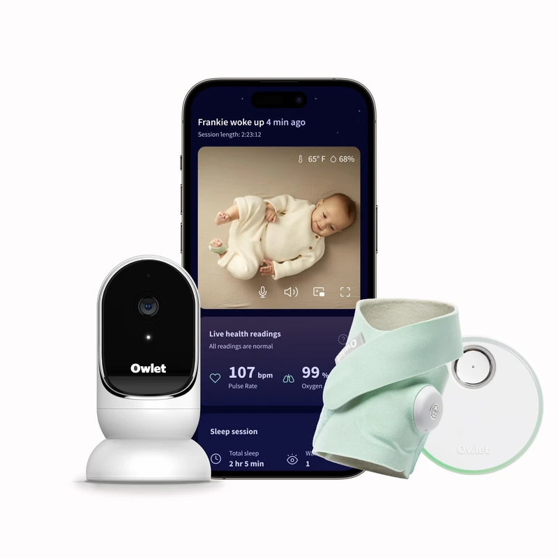 Owlet® Dream Bundle 2 Smart Baby Monitor: Dream Sock® and Owlet Cam 2 - Tracks & Notifies for Pulse Rate & Oxygen while viewing Baby in 1080p HD WiFi Video