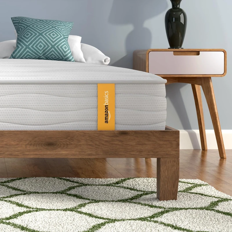 Amazon Basics Hybrid Mattress 8.66 Inch Plush with Pocket Springs and Pressure Relief Foam, White, 150cm x 200cm (King Size)