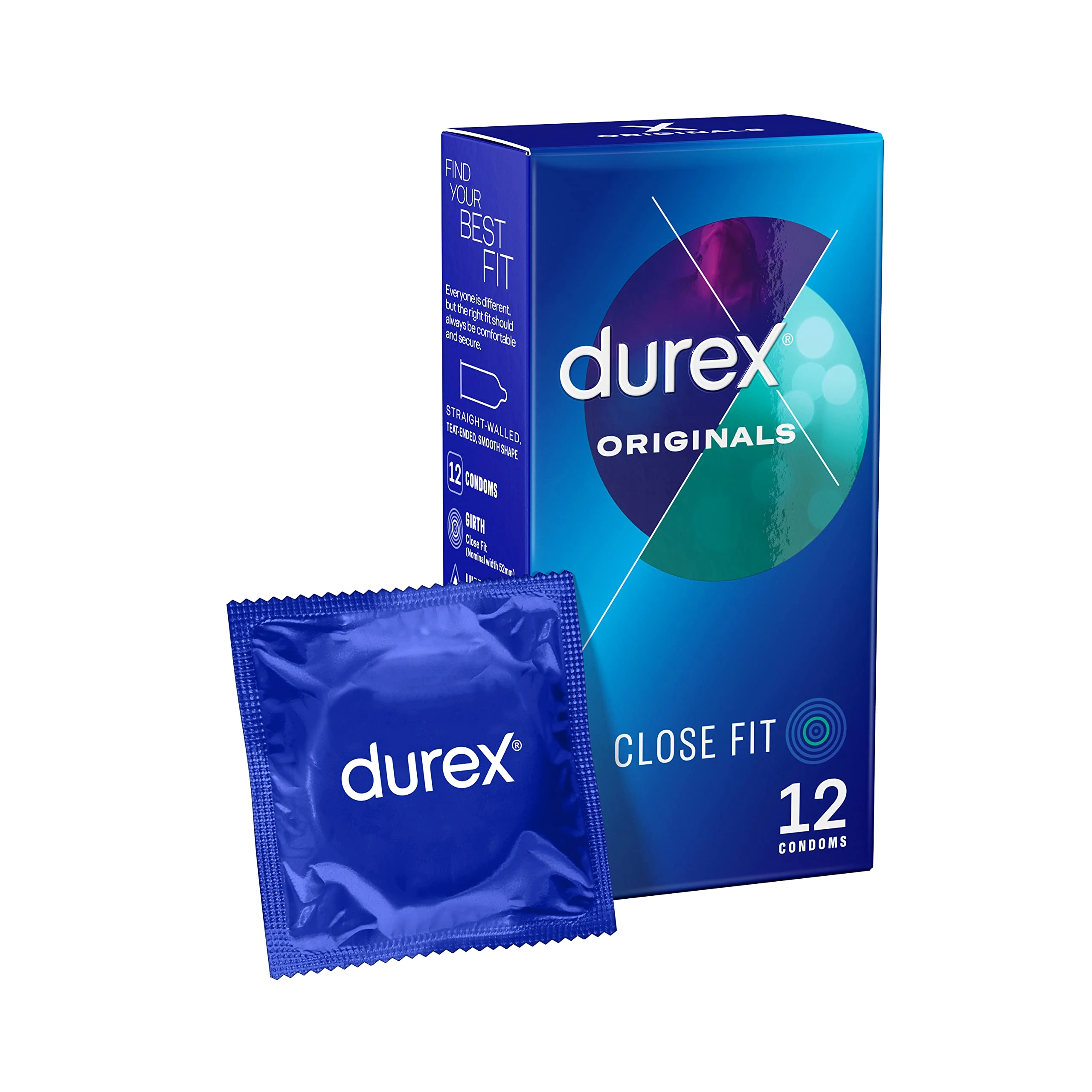 Durex Originals Close Fit Condoms for Comfort and Confidence, Transparent, Pack of 12