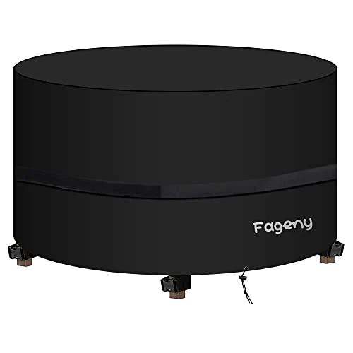 Fageny Round Garden Table Cover Waterproof Garden Furniture Covers, Hot Tub SPA Cover Tear Resistant Oxford Fabric Outdoor Patio Circular Set Cover Spa Cover for Lay Z Hot Tub, 230X100cm, Black