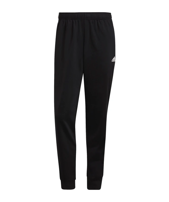 adidas Men's Essentials Warm-Up Tapered 3-Stripes Track Pants, Black / White, S