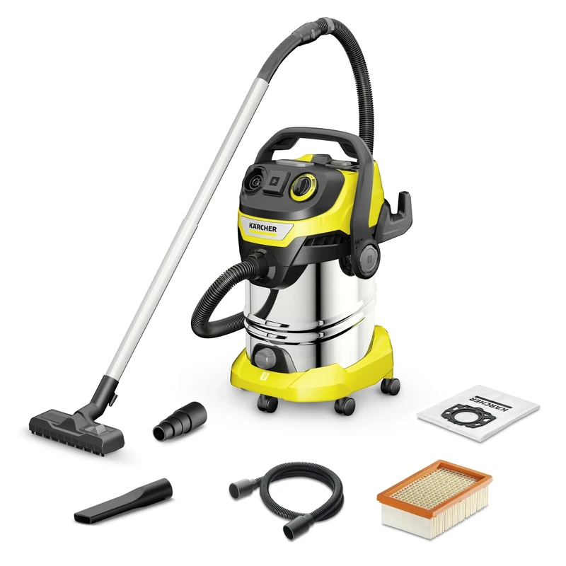 Karcher 1.628-361.0, WD 6 HP V-30/6/22/T Wet/Dry Vacuum Cleaner, 30 L, Stainless Steel Tank, 1300 W (Portable Socket and Blow Function), Standard, 1300 W, 30 Litres
